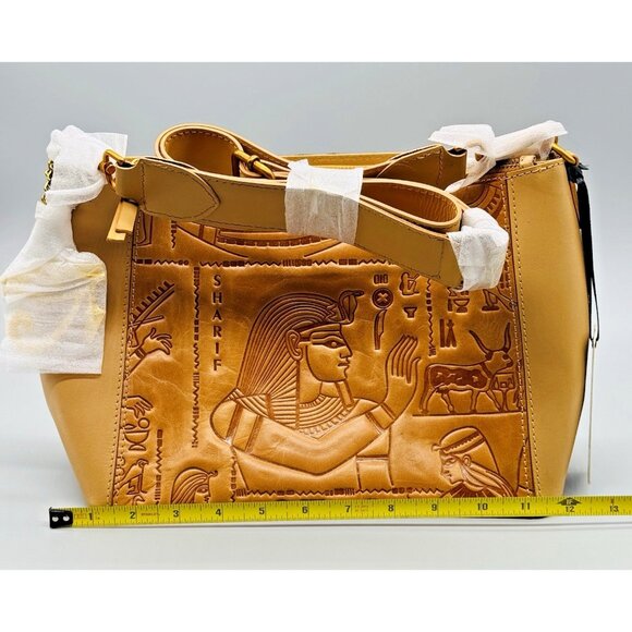 Sharif Hieroglyphic Embossed Leather Purse Satchel Removable Horus Keychain - Picture 12 of 13